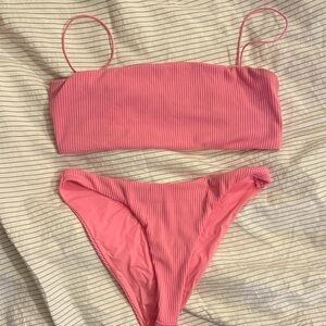 Super Down from Revolve Pink Ribbed Bikini Set